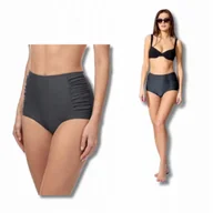 Stroje kąpielowe - Majtki Kapielowe Damskie Wysoki Stan Dol Bikini Stroj Kapielowy 40 Szary - miniaturka - grafika 1