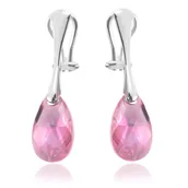 Kolczyki - Srebrne klipsy z kryształem Swarovski® - 16mm - Light Rose AB - miniaturka - grafika 1