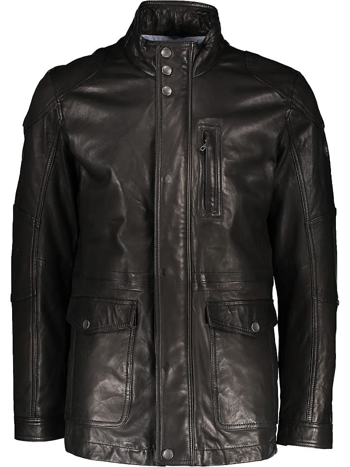 Bugatti Skórzana kurtka w kolorze czarnym