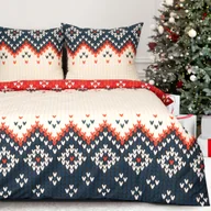 Pościel - Komplet pościeli świątecznej NORDIC 140x200 Eurofirany beżowy granatowy czerwony Nordic Love - miniaturka - grafika 1
