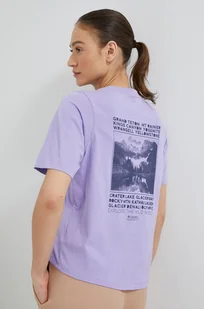 Columbia t-shirt bawełniany kolor fioletowy - Koszulki sportowe damskie - miniaturka - grafika 1