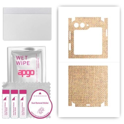 folia naklejka skórka strukturalna na TYŁ+BOKI do Samsung W24 Flip - Tkanina Denim Beżowy - apgo SKINS