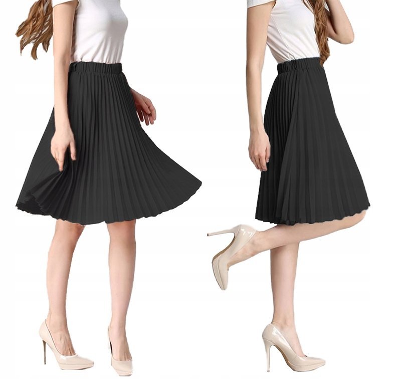 Elegancka Spódnica Plisowana Midi Spódniczka Na Gumce Retro Kolory S/M