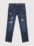 Spodnie i spodenki dla chłopców - Benetton United Colors Of Jeansy 4XA257O50 Granatowy Slim Fit - miniaturka - grafika 1