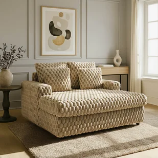 Fotel Wypoczynkowy Sofa KOBEL Beżowy Pluszowy Nowoczesny - Fotele Fotel Wypoczynkowy Sofa KOBEL Beżowy Pluszowy Nowoczesny - Fotele - miniaturka - grafika 1