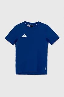Koszulki dla chłopców - adidas t-shirt dziecięcy kolor niebieski z nadrukiem - grafika 1