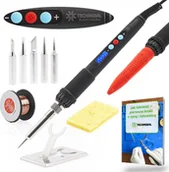 Lutownice - Zestaw Lutownica Precyzyjna z Wyświetlaczem Regulacja 60W Groty Podstawka - miniaturka - grafika 1