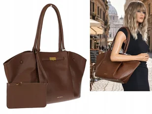 Regina Schrecker Torebka Damska Shopper na Ramię pojemna RS5022 czekoladowa - Torebki damskie Regina Schrecker Torebka Damska Shopper na Ramię pojemna RS5022 czekoladowa - Torebki damskie - miniaturka - grafika 1