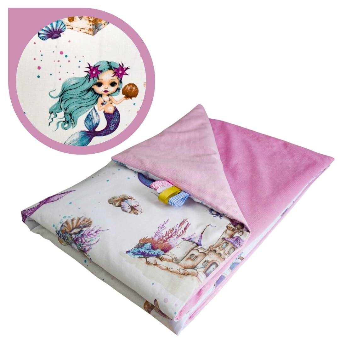 Kocyk Dziecięcy 75x100 Letni Syrenki/Róż Bawełna/Velvet Polski Producent