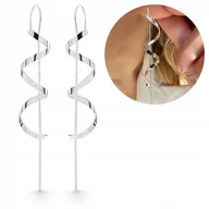 Kolczyki - Kolczyki przeciągane srebrne długie wiszące piękne srebro 925 - miniaturka - grafika 1