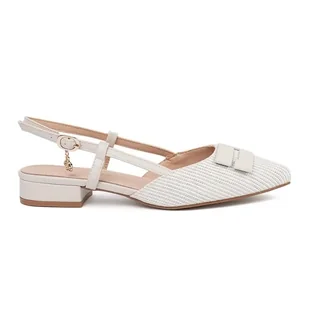 Goodin Sandały białe z odkrytą piętą - Czółenka - miniaturka - grafika 1