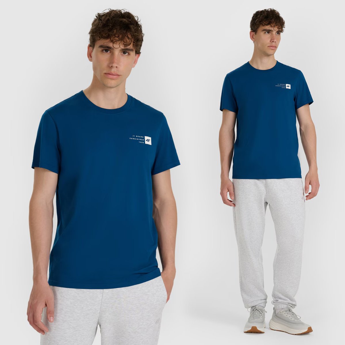 Koszulka Męska 4F T-shirt Z Nadrukiem Regular Granatowa 4FWAW25TTSHM3131 S Morska Zieleń