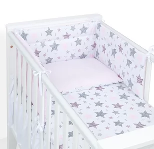 MAMO-TATO 3-el dwustronna pościel dla niemowląt 100x135 do łóżeczka 60x120 - Starmix różowy / koordynat róż - Pościel dla dzieci - miniaturka - grafika 1