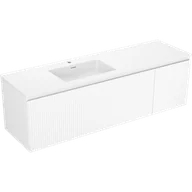 Szafki łazienkowe - Mexen Rivel szafka łazienkowa 160 cm z umywalką Otis lewą, 1S, 1D, ryflowana, biała mat - 91A23-16047-3-BBFF01-W18L01 - miniaturka - grafika 1