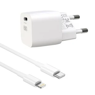 XO ładowarka sieciowa CE01B PD 20W 1x USB-C biała + kabel USB-C - Lightning - Ładowarki do telefonów - miniaturka - grafika 1