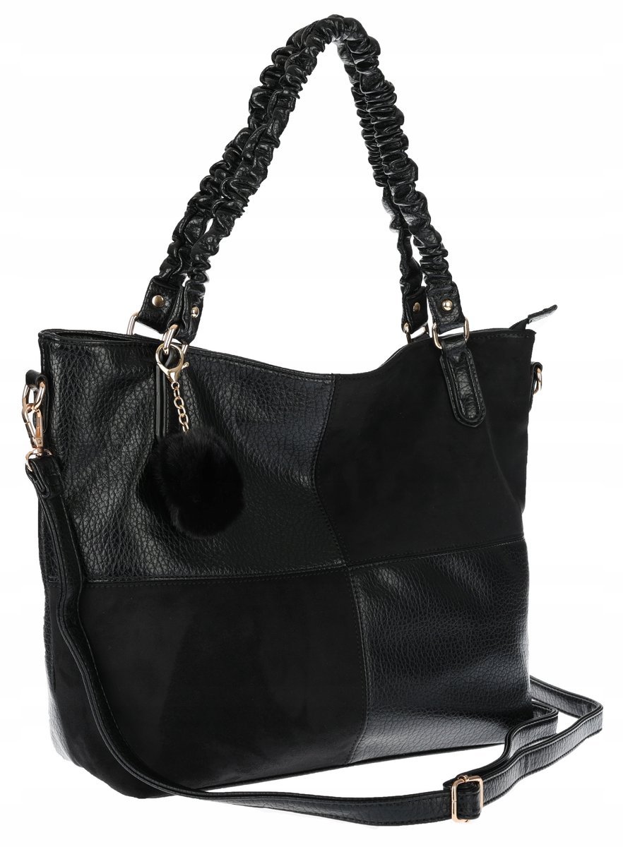 Torebka damska shopper A4 elegancka torba duża do pracy HJ1252 Czarna