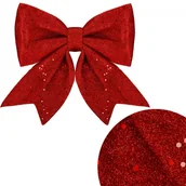 Ozdoby bożonarodzeniowe - Kokardka na choinkę brokatowa ozdoba świąteczna zawieszka czerwona - miniaturka - grafika 1
