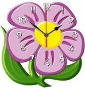 Zegary - Kwiatek fioletowy zegar ścienny dla dzieci bezgłośny / Epokoik - miniaturka - grafika 1