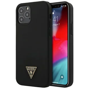 Guess GUHCP12SLSTMBK iPhone 12 mini 5,4" black/czarny hardcase Silicone Triangle Logo GUE000916 - Etui i futerały do telefonów - miniaturka - grafika 2