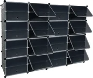 Szafki na buty - TRMLBE Stojak na buty 4*8 poziomów Szafka na buty DIY PP Plastikowy schowek na buty 32 przegrody z drzwiczkami Modułowy stojak na buty Oszczędzające miejsce szafki na buty Organizer do sortowania butów, czarny - miniaturka - grafika 1
