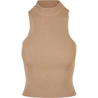 Koszulki i topy damskie - Urban Classics Women's Ladies Short Rib Knit Turtleneck Top T-Shirt, unionbeige, 4XL, beżowy unionowy, 4XL - miniaturka - grafika 1