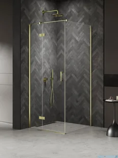 New Trendy Nesta Light Gold kabina 110x80x200 cm lewa wspornik równoległy złoty połysk/szkło przejrzyste K-4509 - Kabiny prysznicowe - miniaturka - grafika 1