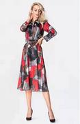 Sukienki - Koszulowa sukienka do połowy łydki Ann Gissy czarno-czerwona (XY202113(5)) - miniaturka - grafika 1