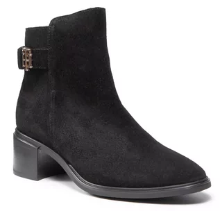 Botki damskie - Tommy Hilfiger Botki Hardware Th Mid Heel Boot FW0FW06011 Black BDS - grafika 1