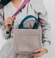 Torebki damskie - Kuferek listonoszka z wodoodpornego nubuku w kolorze szarym. - miniaturka - grafika 1