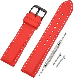 PASEK DO ZEGARKA CZERWONY SILIKONOWY BIAŁE OBSZYCIE UNIWERSALNY 22mm - Akcesoria do smartwatchy - miniaturka - grafika 1