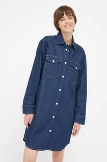 Sukienki - Tommy Hilfiger sukienka jeansowa kolor granatowy mini oversize - grafika 1