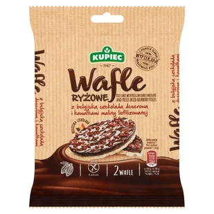 Kupiec Wafle ryżowe z czekoladą deserową i kawałkami maliny 32 g - Ciastka - miniaturka - grafika 1