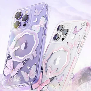 Kingxbar Butterfly Series magnetyczne etui iPhone 14 Pro MagSafe ozdobione nadrukem w motyle niebieskie - Etui i futerały do telefonów - miniaturka - grafika 3