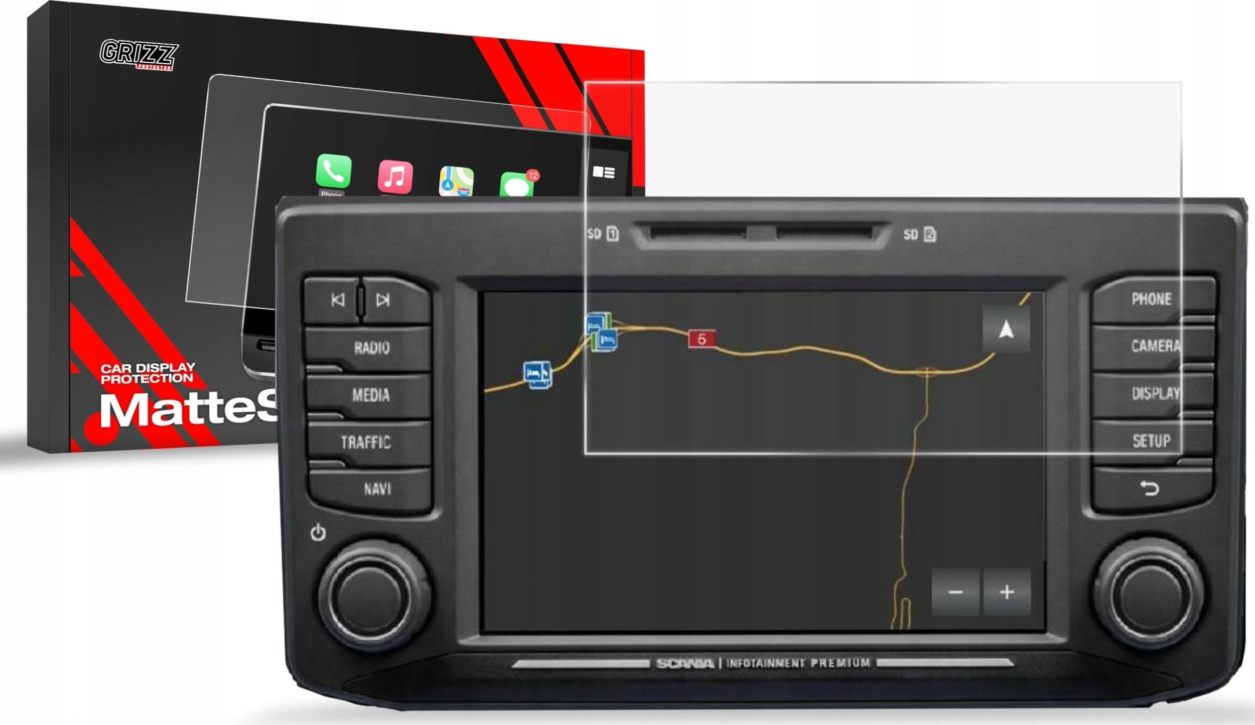 GrizzGlass Folia matowa GrizzGlass CarDisplay Protection do Scania XT 8