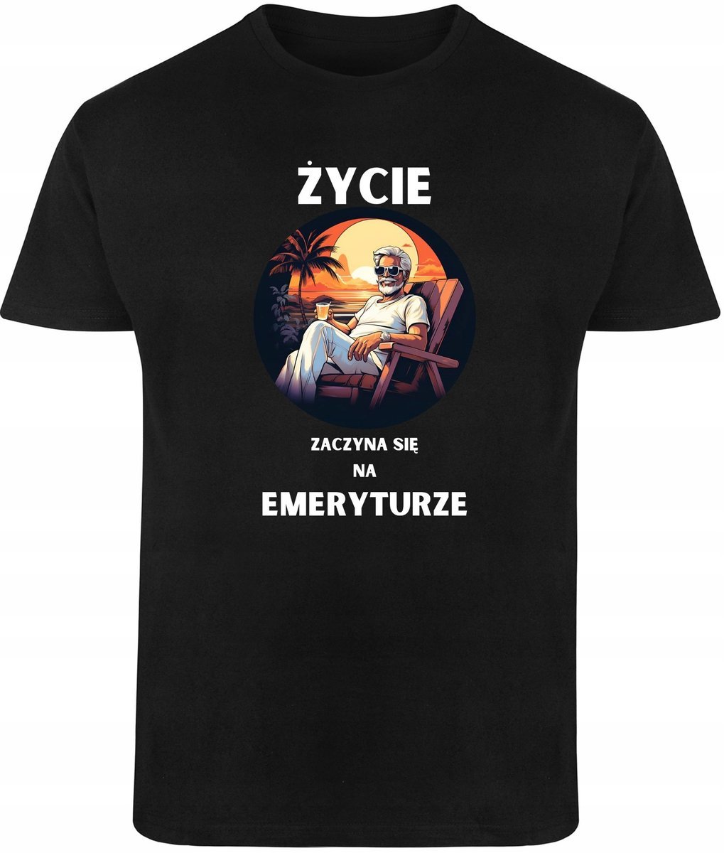 Koszulka Emeryt Prezent Dziadek Śmieszna emerytura Tshirt czarny R-L A27