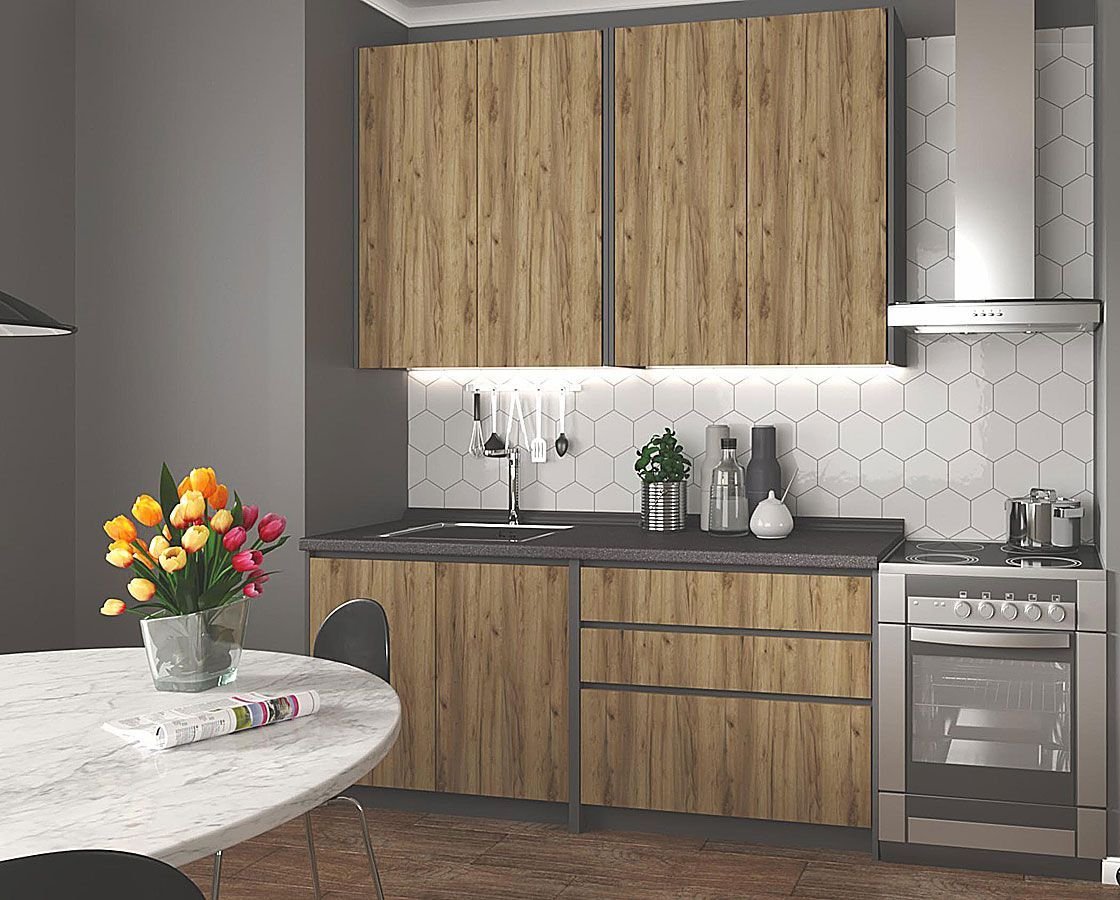 Elior Zestaw mebli kuchennych Trida - dąb votan + antracyt