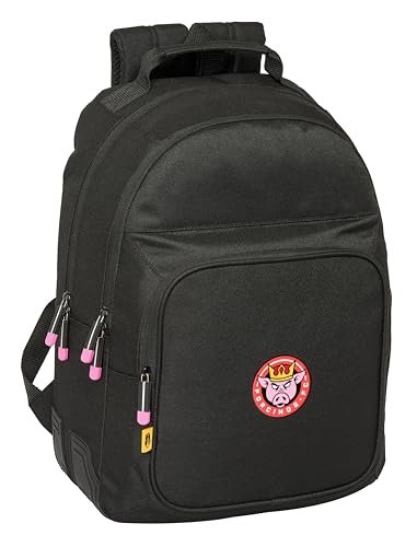 Safta KINGS LEAGUE ŚWIŃ - Plecak szkolny dla dzieci, idealny dla dzieci w różnym wieku, wygodny i wszechstronny, jakość i wytrzymałość, 32 x 15 x 42 cm, czarny, Czarny (Black), Estándar, Casual