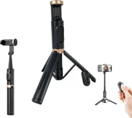 Selfie stick - Selfie Stick + Statyw do telefonu 2w1 z pilotem czarny 73cm - miniaturka - grafika 1