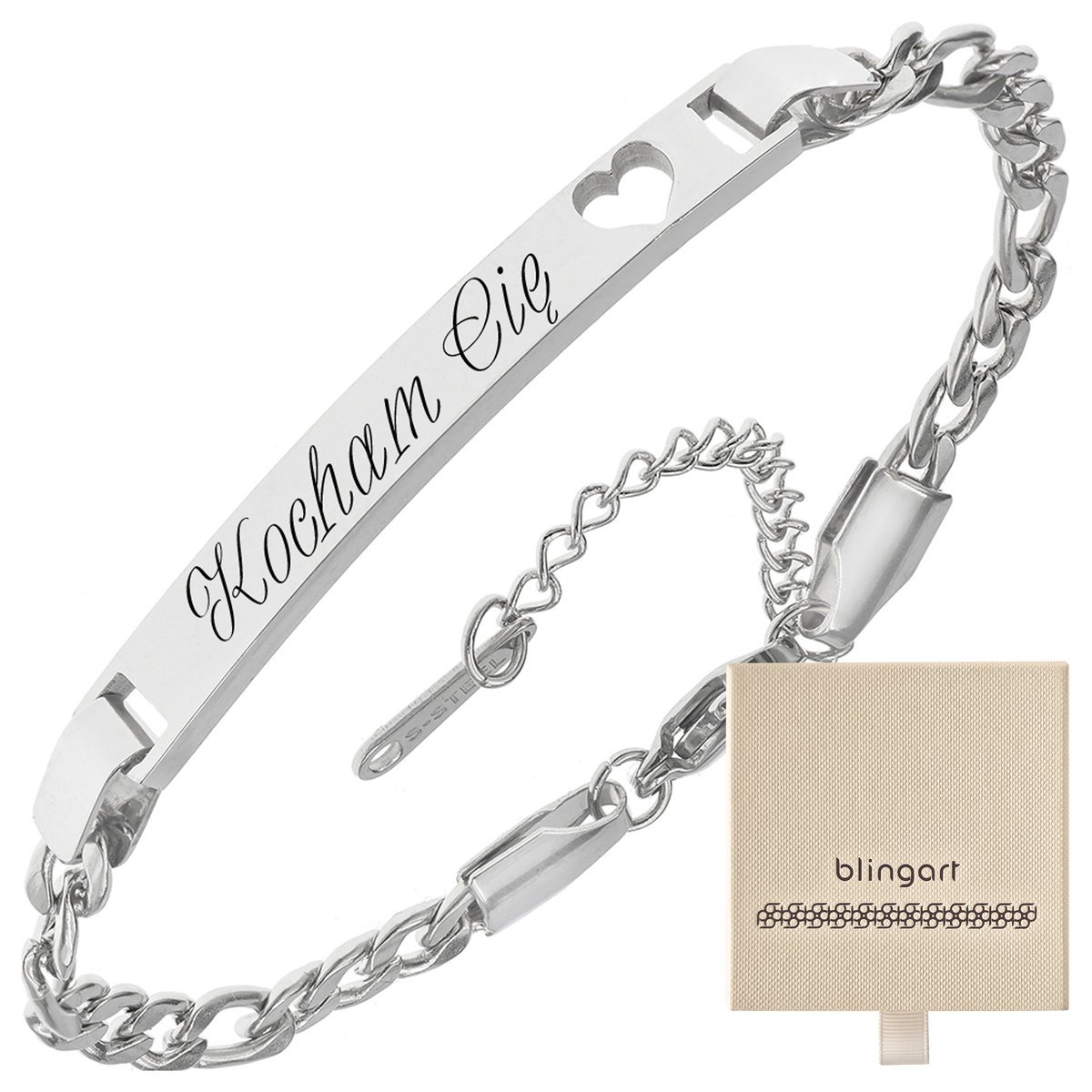 Bransoletka z grawerem pancerka serce