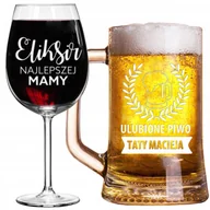 Kieliszki - ZESTAW KIELISZEK WINO+KUFEL DZIEŃ MAMY MATKI TATY - miniaturka - grafika 1