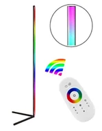 Lampy stojące - STOJĄCA LAMPA PODŁOGOWA Narożna LED RGB 140 cm 20W czarna ZD81 - miniaturka - grafika 1