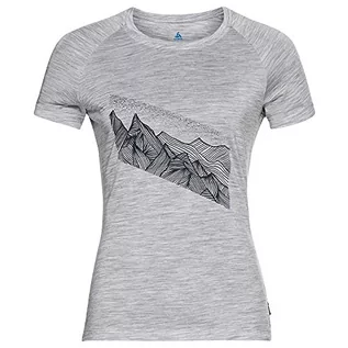 Koszulki i topy damskie - Odlo Odlo T-shirt damski S/S Crew Neck Concord T-Shirt wielokolorowa Stone Grey Melange - Mountain Graphic Ss21 L 550511 - grafika 1