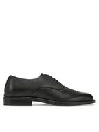 Półbuty męskie - Tommy Hilfiger Półbuty Core Hilfiger Leather Shoe FM0FM05375 Czarny - miniaturka - grafika 1