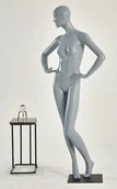 Manekiny wystawowe - F24-7 Szara kobieta Eurotondisplay manekin stojący szary matowy lakierowany nos w kształcie ust szyk i elegancja wysoka jakość - miniaturka - grafika 1