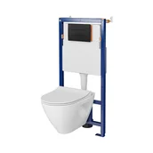 Stelaże i zestawy podtynkowe do WC - Cersanit Tech Line Opti Set B625 Zestaw Toaleta WC bez kołnierza + deska wolnoopadająca + stelaż podtynkowy WC + przycisk spłukujący WC S701-649 - miniaturka - grafika 1