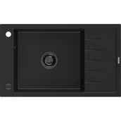 Zlewozmywaki - Mexen Elias zlewozmywak granitowy 1-komorowy z ociekaczem 795 x 480 mm, czarny, syfon czarny - miniaturka - grafika 1