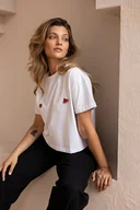Koszule damskie - T-shirt Crop-Voila Biały Arbuzy - miniaturka - grafika 1