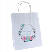 Akcesoria do pakowania - torba papierowa na dzień kobiet 18x8x22cm Elegancka torebka z nadrukiem - miniaturka - grafika 1