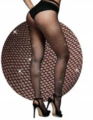 Rajstopy - SIZE PLUS Rajstopy czarne kabaretki z cyrkoniami kryształami małe oczka 5/6 - miniaturka - grafika 1