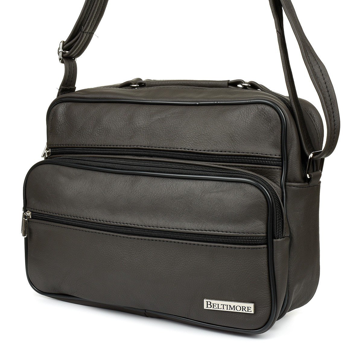 Brąz DUŻA MĘSKA SKÓRZANA TORBA LISTONOSZKA SKÓRA POLSKA DO SZKOŁY PRACY Beltimore F71 brązowy, beżowy